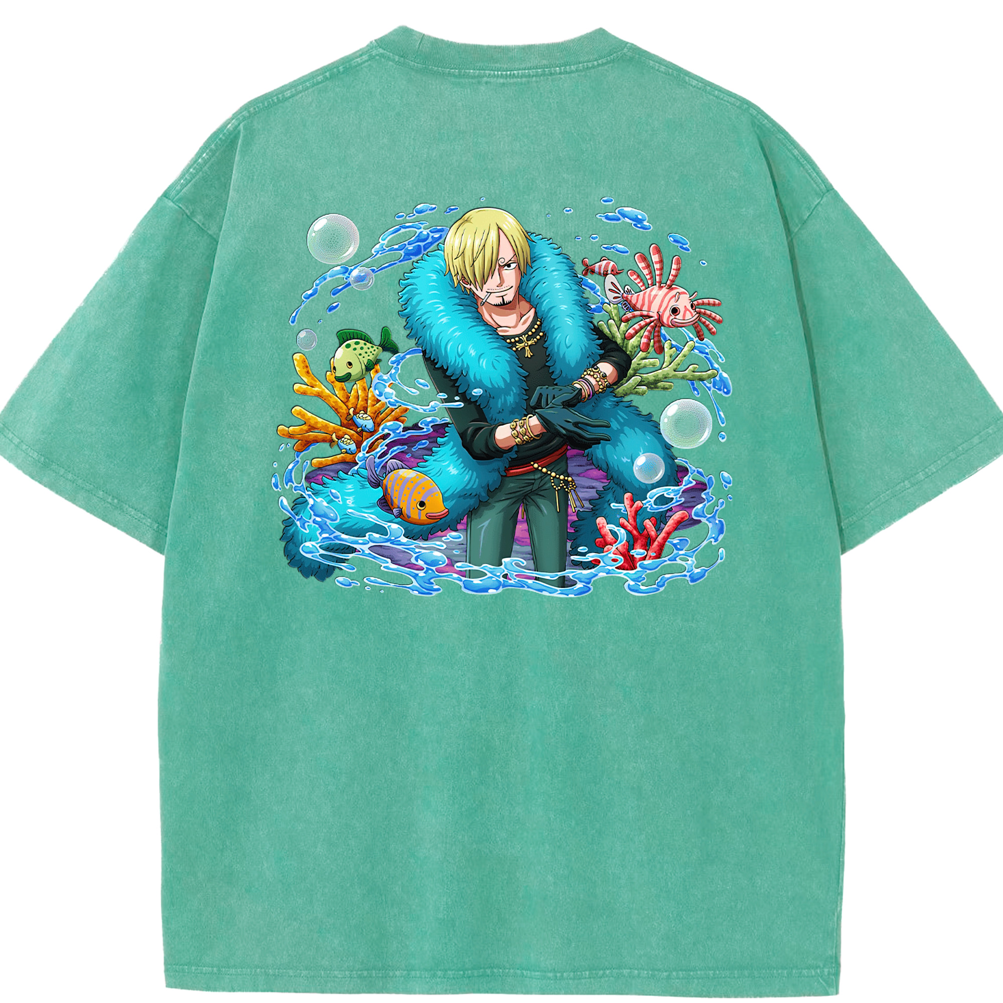 ワンピース サンジ ONE PIECE Sanji 綿100% ヴィンテージ風 半袖Tシャツ（背面プリント）